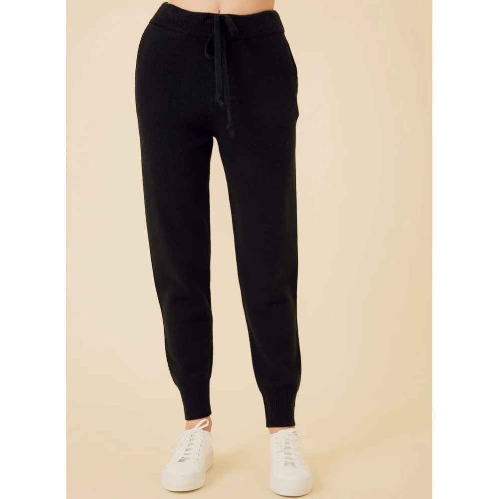 Gentle Herd 100% Cashmere Knit Jogger Pants Black Size Small